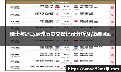 瑞士与冰岛足球历史交锋记录分析及战绩回顾